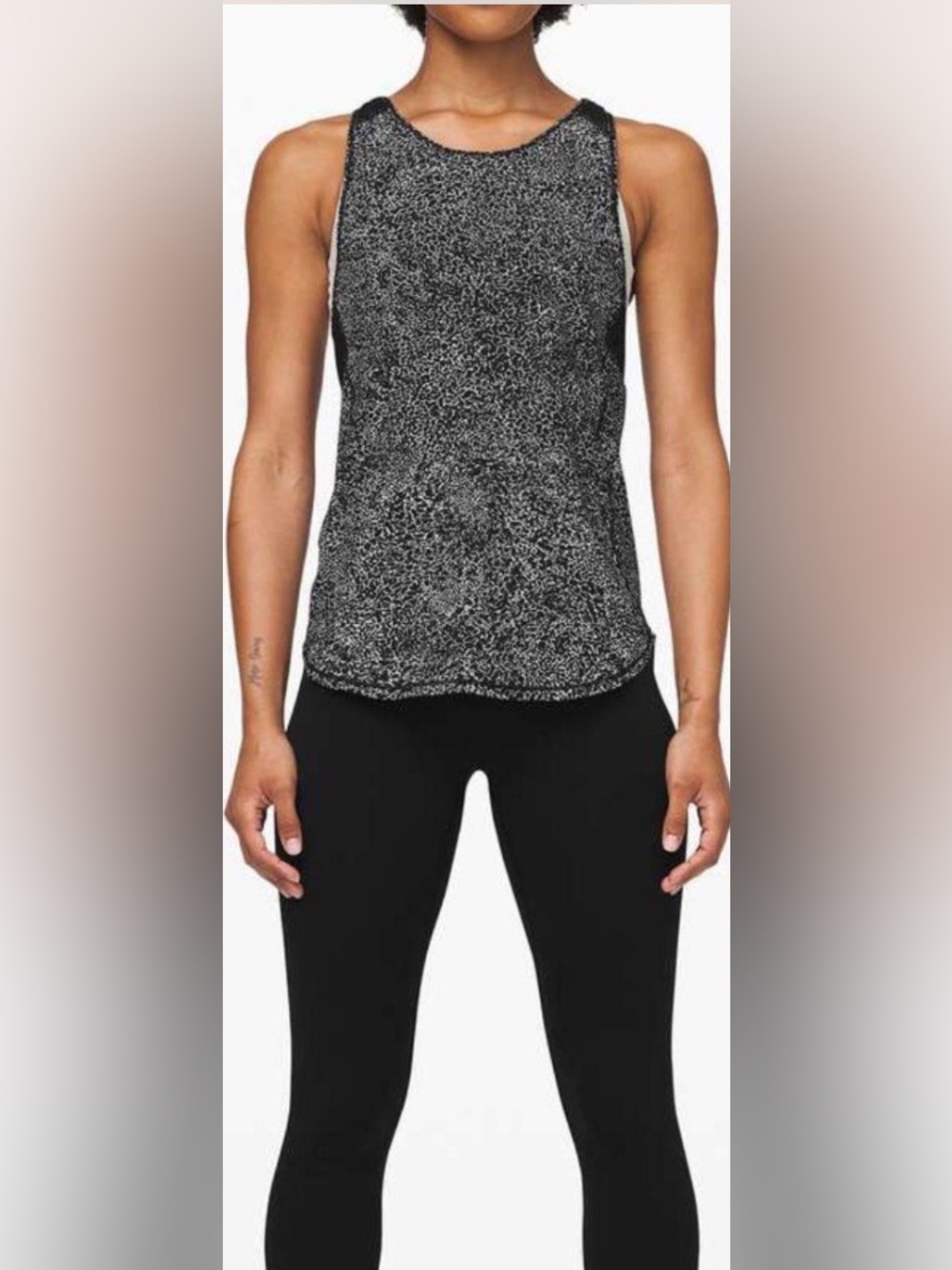 Lululemon Sculpt Tank ll Black/White Splatter Size Small. featuring mesh panels